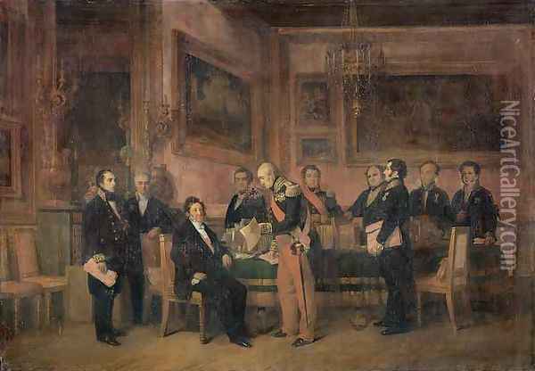 Council of Ministers at the Tuileries Signing the Law of Regency Oil Painting - Claude Jacquand