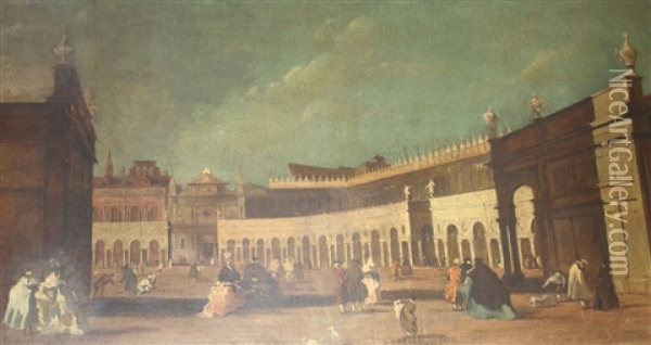 Crowded Italian Square Oil Painting -  Canaletto