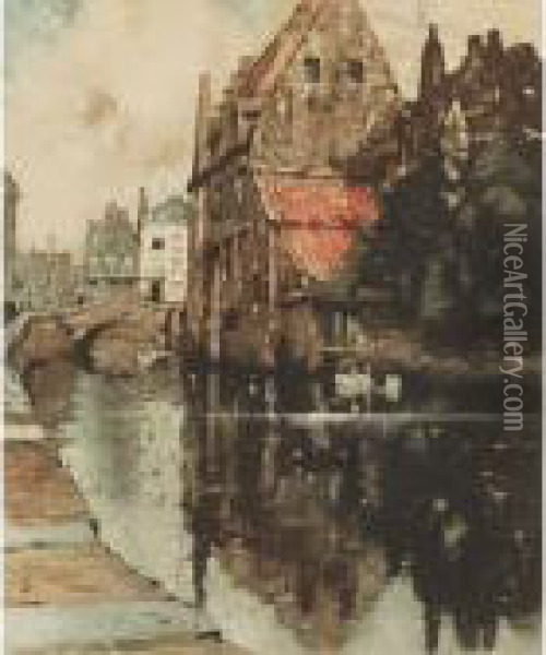 River Scene Oil Painting - Hendrick, Henri Cassiers