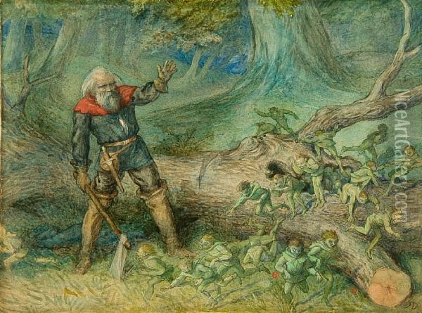 The Woodman And The Elves Oil Painting - Richard Doyle