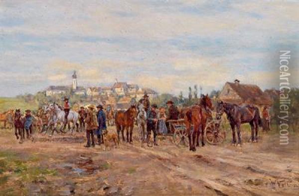 Mercato Dei Cavalli Alle Porte Della Cittr Oil Painting - Wilhelm Velten
