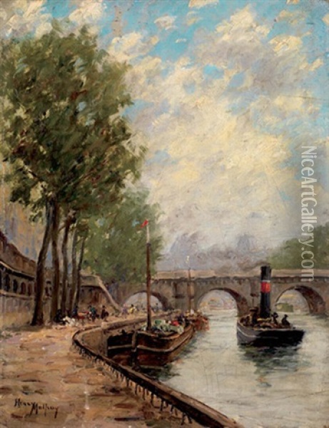 Bord De Quais De Seine Oil Painting - Henri Malfroy-Savigny
