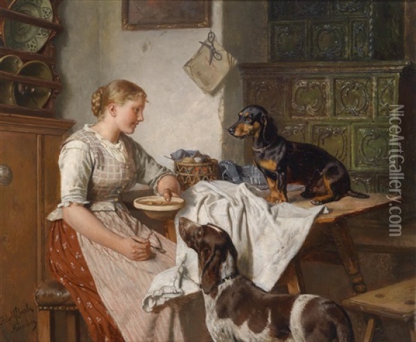 Hungrige Gesellen Oil Painting - Adolf Eberle