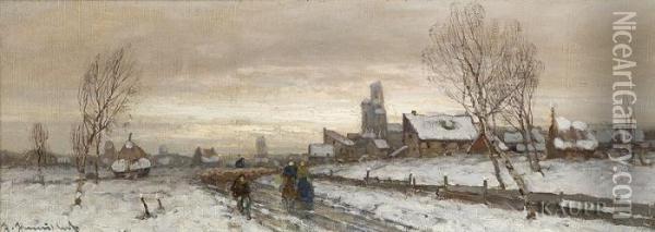 Hollandische Winterlandschaft Oil Painting - Johann Jungblutt
