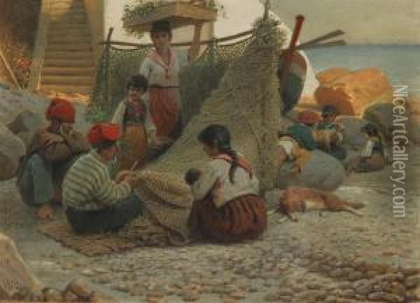 Ricordo Di Capri Oil Painting - Theodor Leopold Weller