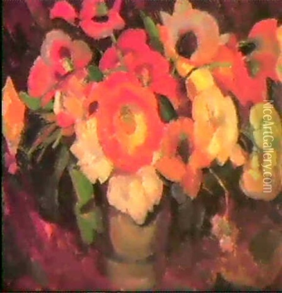 Still Life With Flowers Oil Painting - Leo Gestel