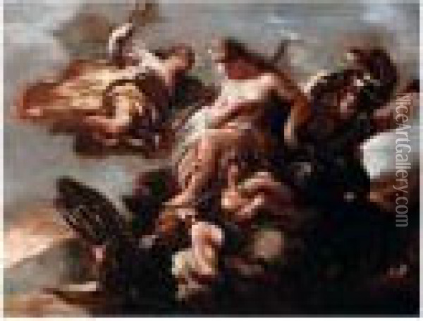A Personification Of America Oil Painting - Luca Giordano