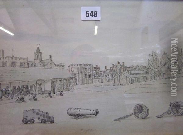 The Barracks Square Oil Painting - William Pitt