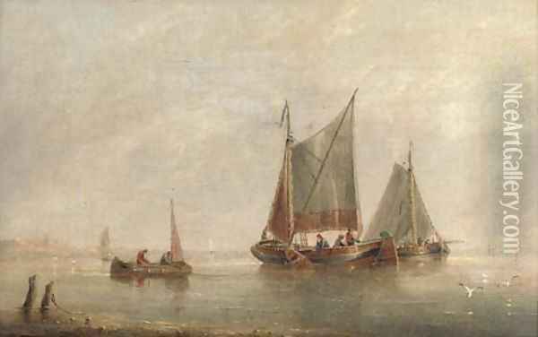 Fishermen pulling in their nets Oil Painting - Henry Redmore