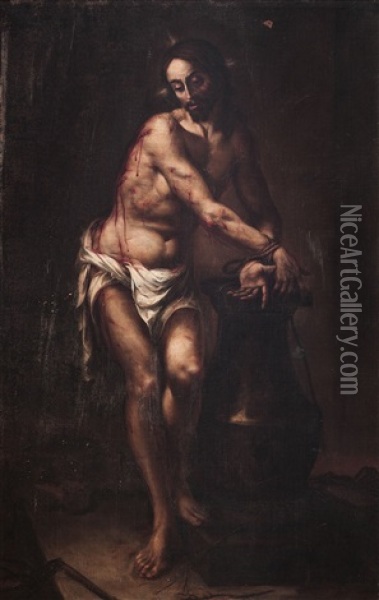 Jesus Atado A La Columna Oil Painting - Juan De Valdes Leal