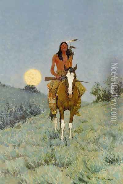 The Outlier Oil Painting - Frederic Remington