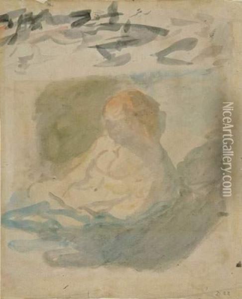 Etude D'une Femme Etendue. Oil Painting - Honore Daumier