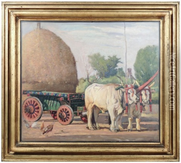 Carro Con Buoi Oil Painting - Giulio Cesare Vinzio