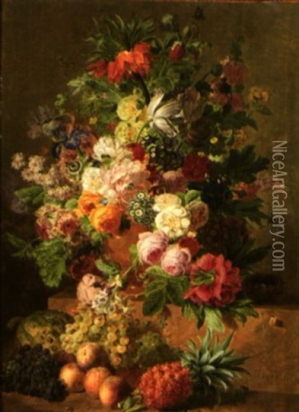 Bouquet De Fleurs Et Fruits Oil Painting - Jan Frans Van Dael