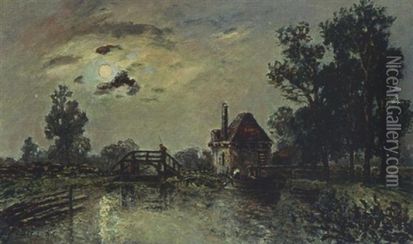 Moulin Au Clair De Lune Oil Painting - Josephine Fesser