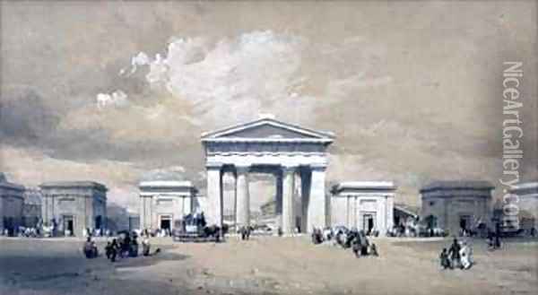 Euston Arch Oil Painting - John Cooke Bourne