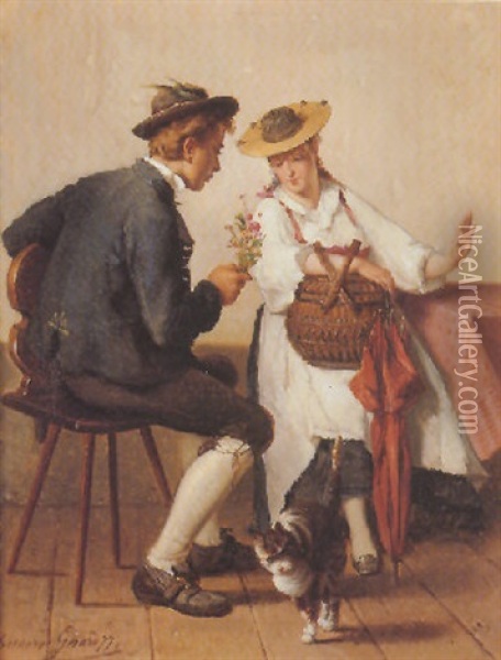 Flowers For His Sweetheart Oil Painting - Theodore Gerard