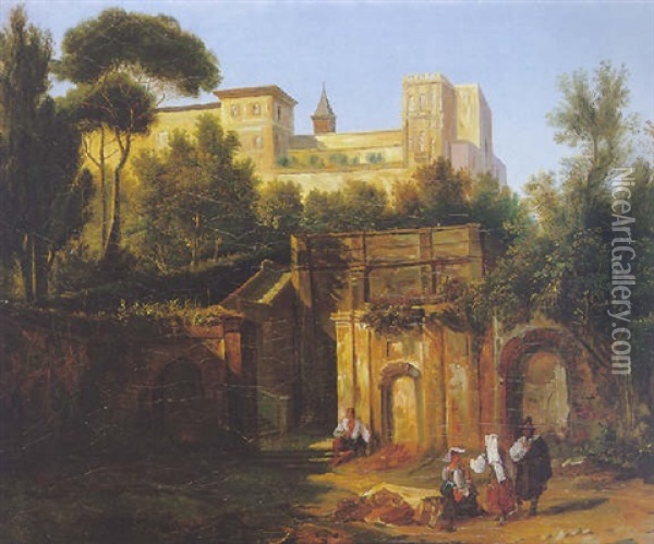 Vue De La Villa D'este Oil Painting - Jean Charles Joseph Remond