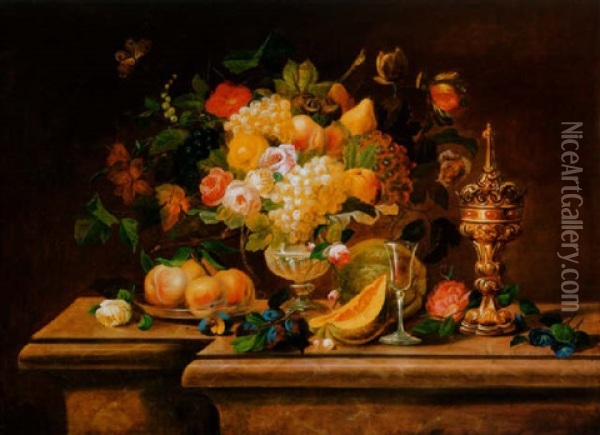 Csendelet, 1835 (still-life) Oil Painting - Janos Szentgyoergyi