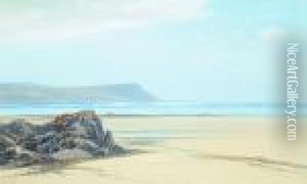 Cornish Coastal Scene Oil Painting - Frederick John Widgery