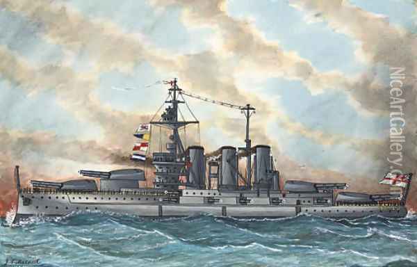 Tthe majority of battleships including S.S. Mamari (illustrated) Oil Painting - James Scott Maxwell