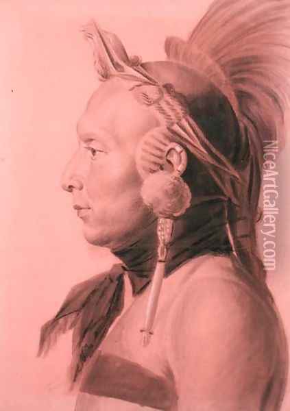 Portrait of an Indian, possibly Shahaka, Mandan Chief Oil Painting - Charles Balthazar J. F. Saint-Memin