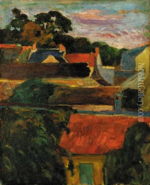 Roof Tops, A Village Oil Painting - Roderic O'Conor