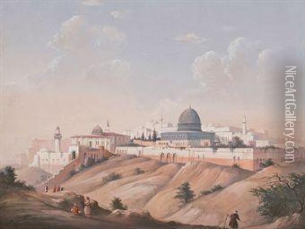 Vue De Jerusalem Oil Painting - Ippolito Caffi
