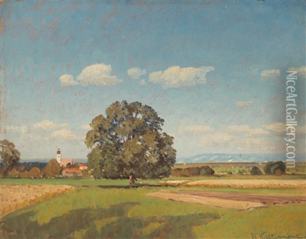 View Of Stein Near Viktring, Carinthia Oil Painting - Karl Kaltenmoser