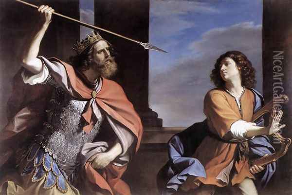 Saul Attacking David 1646 Oil Painting - Giovanni Francesco Barbieri