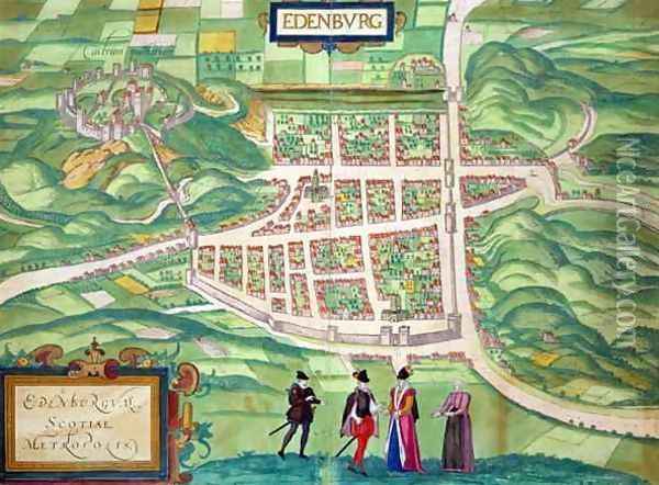 Map of Edinburgh from Civitates Orbis Terrarum Oil Painting - Joris Hoefnagel