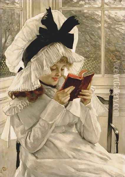 Reading a Book Oil Painting - James Jacques Joseph Tissot