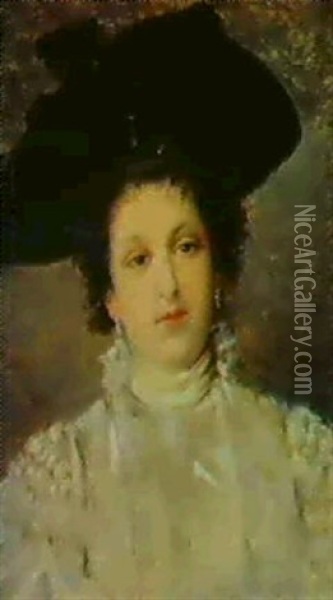 Ritratto Di Giovane Con Cappello Nero Oil Painting - Federico Andreotti