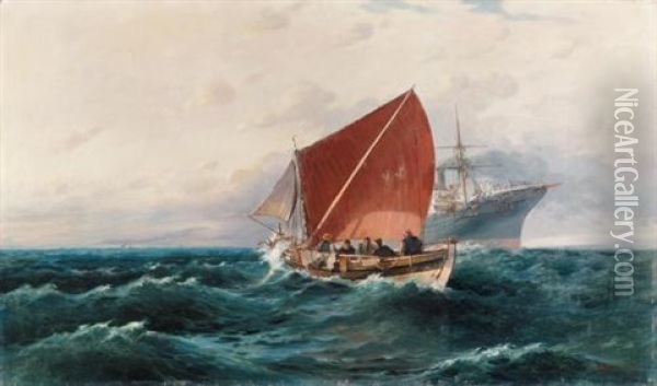 Sailing Off Shore Oil Painting - Vasilios Chatzis