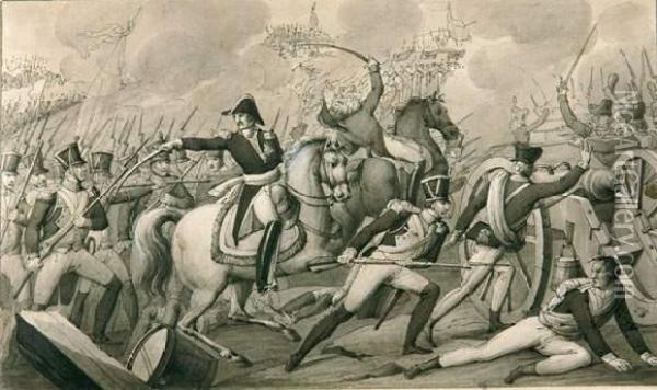 2 Bll.: Reitergefechte Aus Den Napoleonischen Kriegen. Oil Painting - Louis Choquet