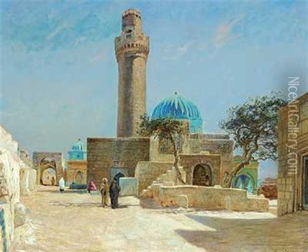 Parti Fra Kaukasus Med En Minaret I Shichowa Oil Painting - Olaf Viggo Peter Langer