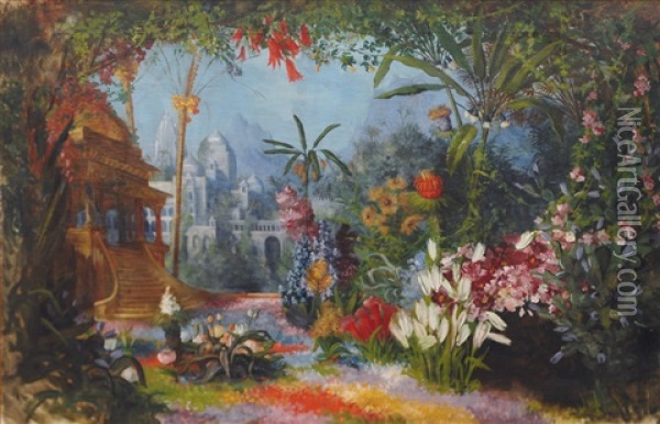 Indian Landscape In Bloom Oil Painting - Hermione von Preuschen