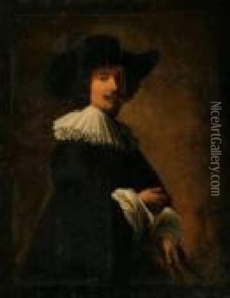 Portrait Of Man In Hat Oil Painting - Rembrandt Van Rijn
