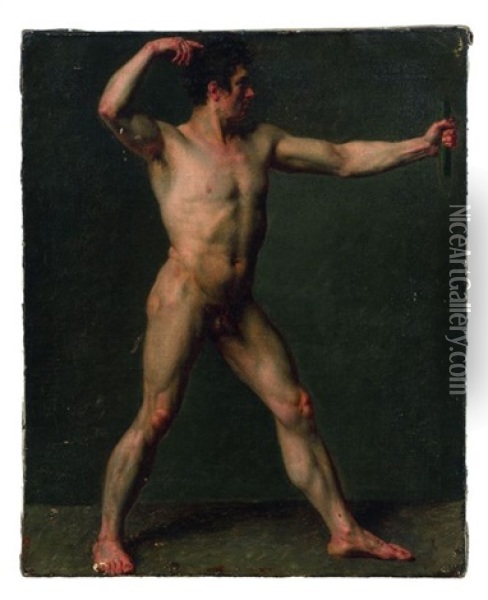 Academie D'homme En Pied, Dans La Position D'un Archer Bandant Son Arc Oil Painting - Francois Dubois