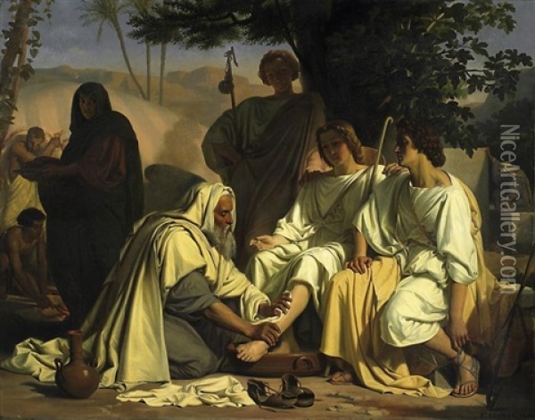 Abraham Und Die Drei Engel Oil Painting - Felix Fossey
