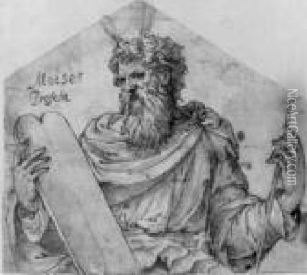 Der Prophet Moses. Oil Painting - Giulio Romano
