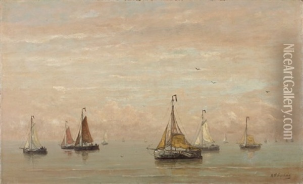 Segelschiffe Auf Dem Meer Oil Painting - Hendrik Willem Mesdag