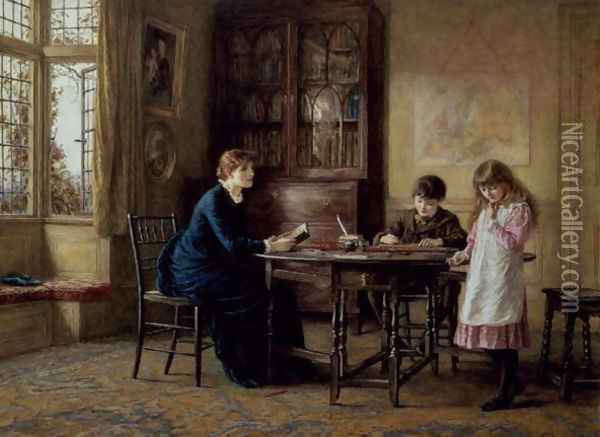 Lessons Oil Painting - Helen Mary Elizabeth Allingham