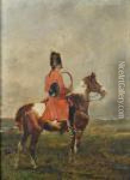 Le Piqueux A Cheval Oil Painting - John Lewis Brown