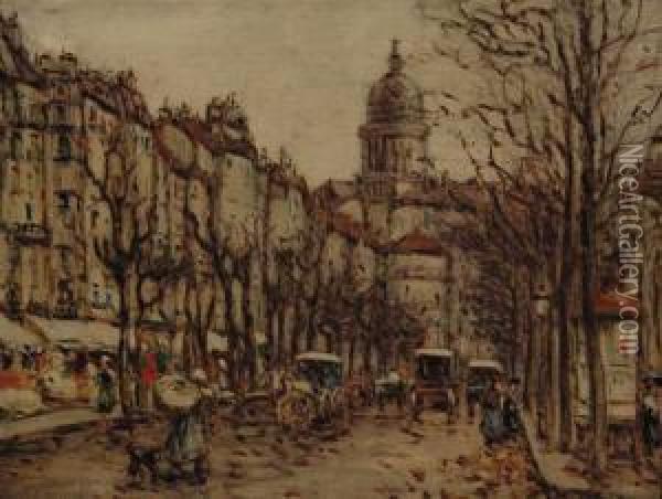 Paris Street Scene Oil Painting - Luther Emerson Van Gorder