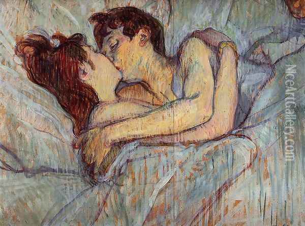 In Bed: The Kiss Oil Painting - Henri De Toulouse-Lautrec