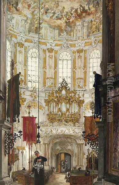 Inneres der Klosterkirche zu Ettal Oil Painting - Adolph von Menzel