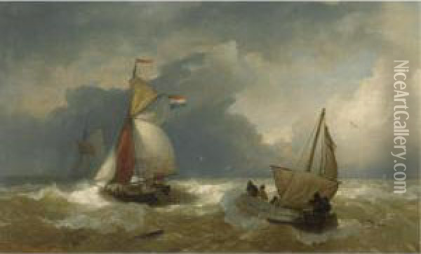 Shipping In Choppy Waters Oil Painting - Andreas Achenbach