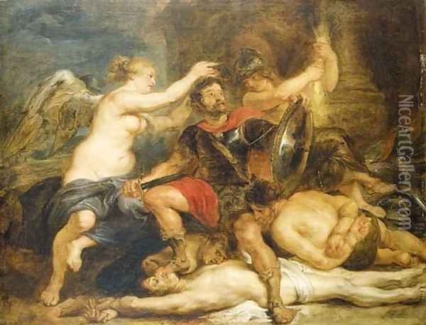 A hero crowned by Victory Oil Painting - Sir Peter Paul Rubens