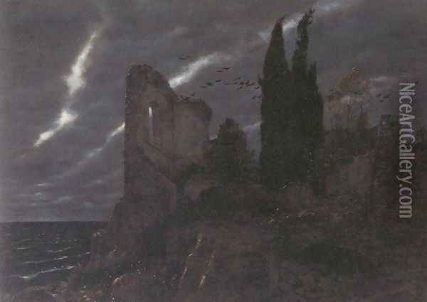 Ruins by the Sea Oil Painting - Arnold Bocklin